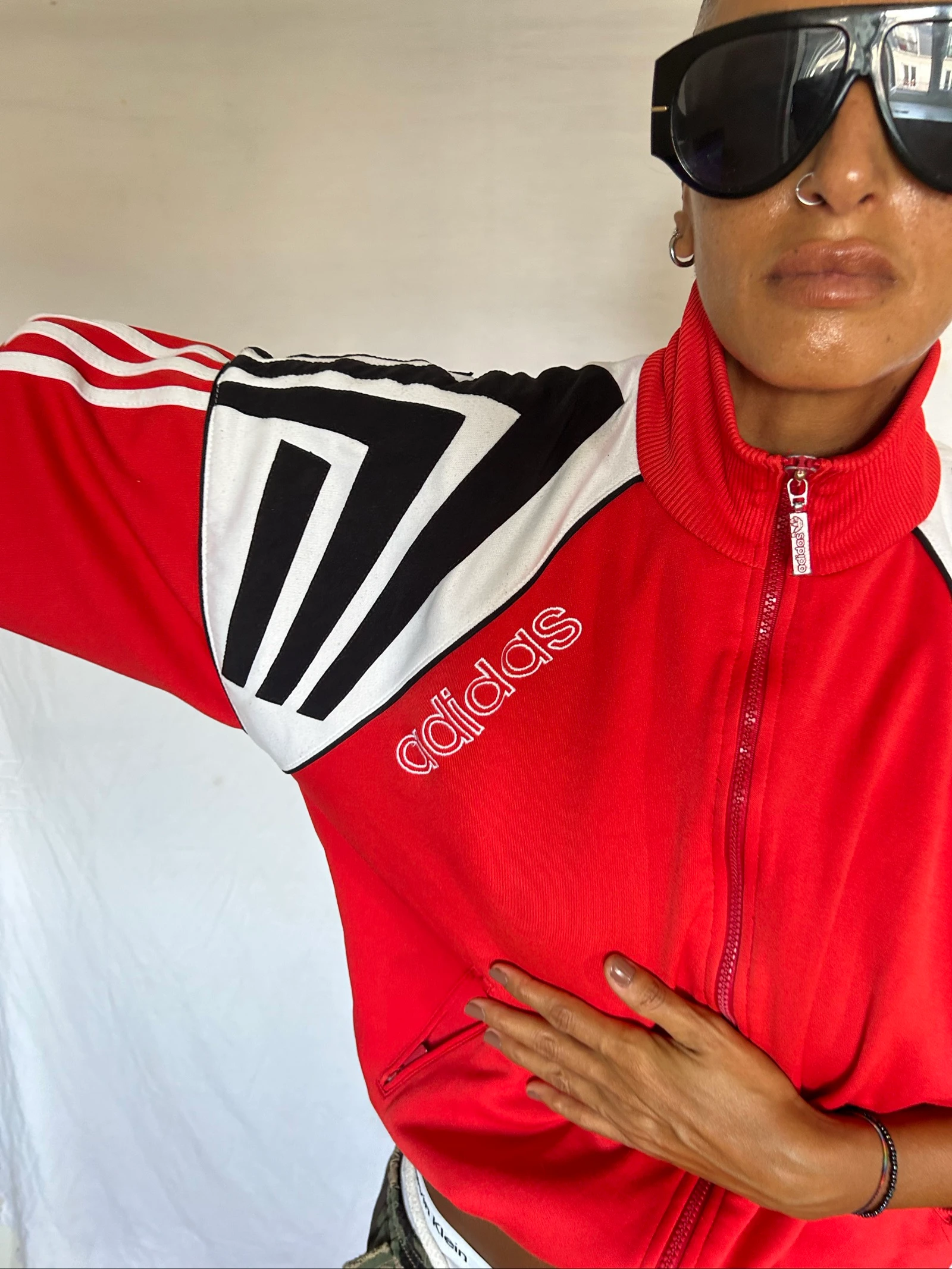 Chaqueta/chaleco - adidas / bordado - cuello alto / top - vintage - Y2K - oversize – photo 2